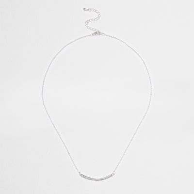 Love Luli silver-plated pave bar necklace